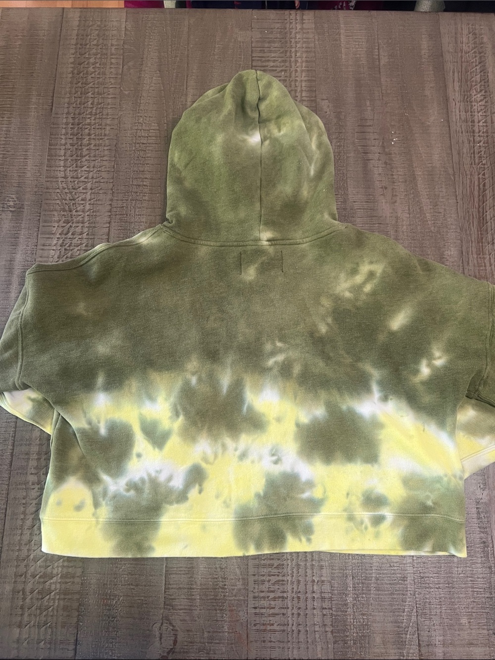 Calvin Klein Olive & Yellow Tie-Dye Cropped Hoodie - Picture 3 of 4